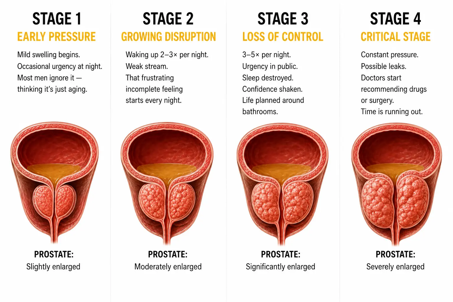 4 stages of enlarged prostate